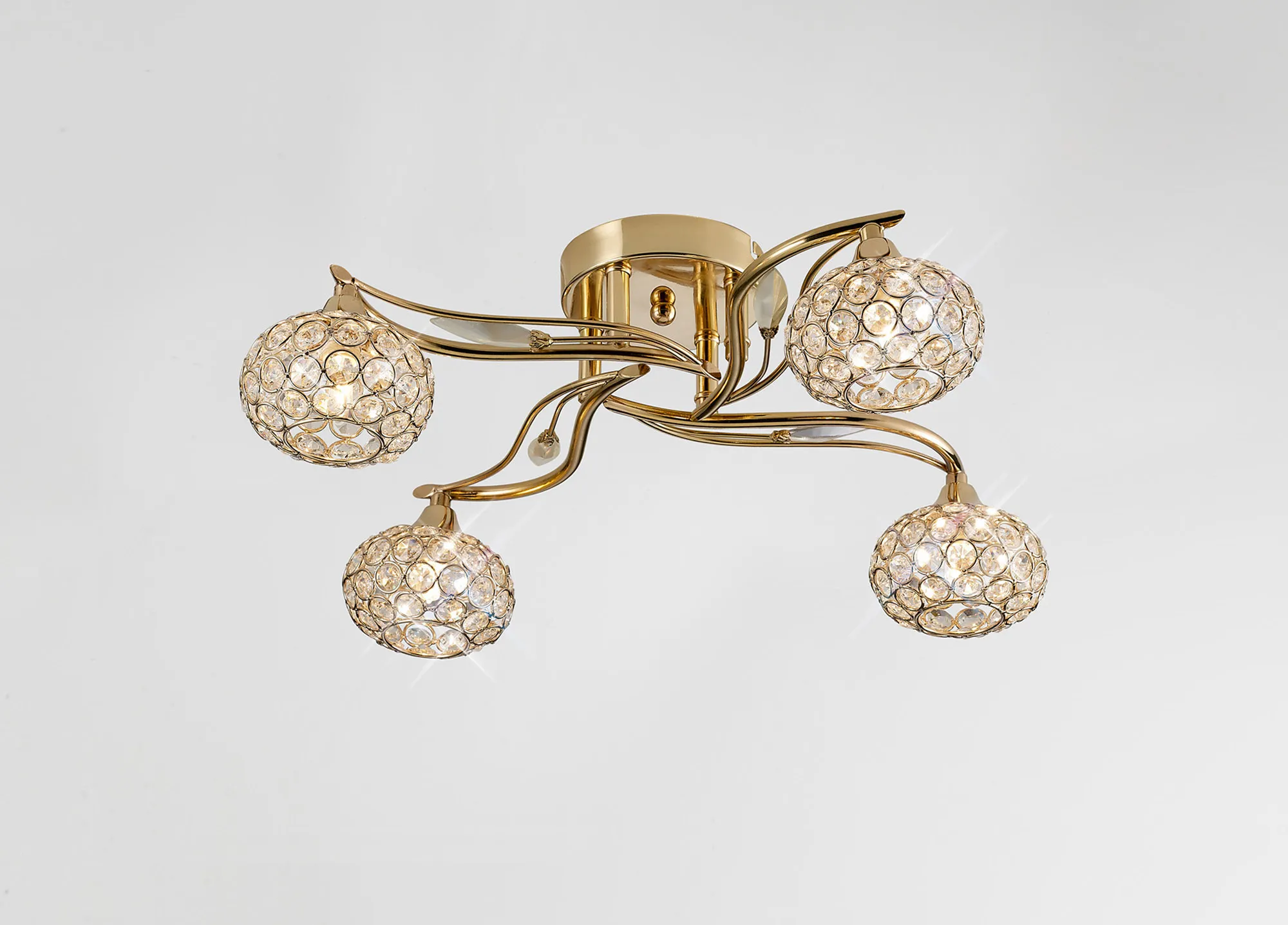 IL30964  Leimo Crystal Ceiling 4 Light French Gold